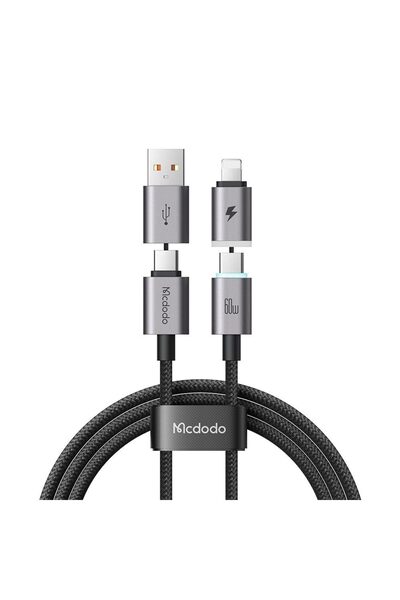 Mcdodo 4-in-1 Magnetic Fast Charging Cable 60W, USB C to USB C/Lightning/USB ...