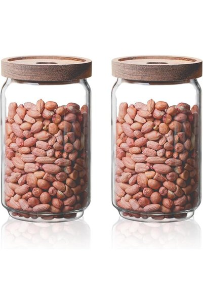 HI-FINE Glass Food Storage with Airtight Lid, Large Kitchen Canisters, Clear ...