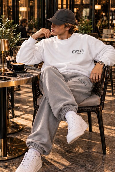 JAWÜ FASHION Mercy Printed Oversize Şardonlu Sweet-Sweatpants Premium Set