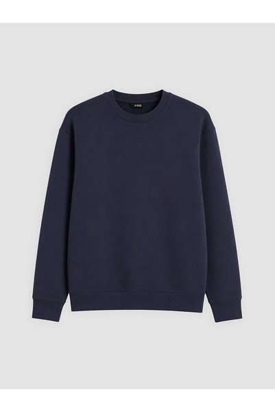LC Waikiki Navy Blue Crew Neck Men's Thick Sweatshirt