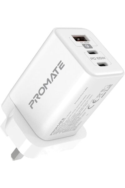 Promate iPhone 15 GaN USB-C Charger, Ultra-Compact 65W USB-C Power Delivery W...