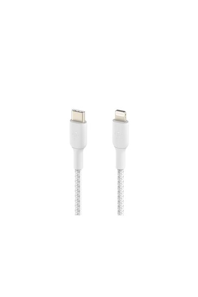 Belkin كابل USB-C مضفر إلى Lightning (كابل شحن سريع للآيفون 14، 13، 12 أو أجه...