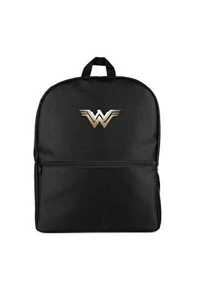 CrowsGate Wonder Woman Metal Logo Backpack Black Color