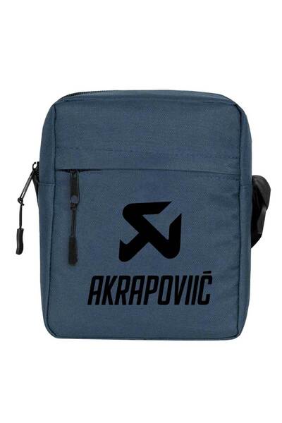 CrowsGate Geantă de umăr Akrapovic cu logo negru, culoare bleumarin