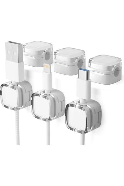 THE WHITE SHOP 3 Pack Magnetic Cable Organizer, Storage Holder, Phone USB Cha...