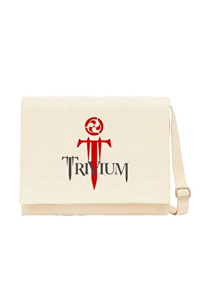 CrowsGate Trivium logo crvena krem platnena torba za poruke
