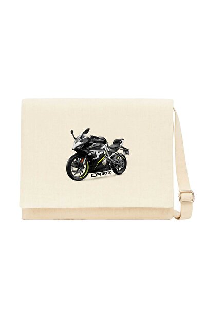 CrowsGate Cfmoto 250Sr and Text Cream Messenger Bag Cream Canvas Messenger Bag