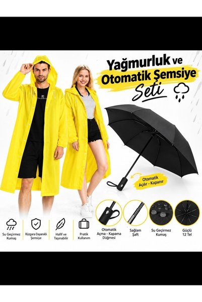 SEAROCK Yağmura Hazır Set | Otomatik Şemsiye + Yağmurluk