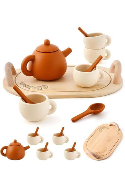 TERRIFI Silicone Kids Tea Set for Toddlers Ages 3-5, Non-Toxic Pretend Play T...