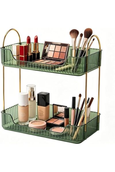 GENERAL Bathroom Organiser Countertop, 2-Tier Makeup Storage Shelf, Skincare ...