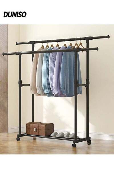 Generic Brand DUNISO Metal Clothes Rack with Double Rods ,Multipurpose Clothe...