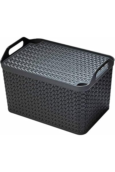 Strata Urban Store Basket with Lid 21 Litre Color: Charcoal, Charcoal Grey