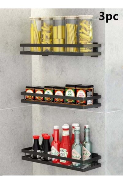 Generic Brand Kutis 3-Pieces Kitchen Shelf Seasoning Organizer Wall Mounts St...