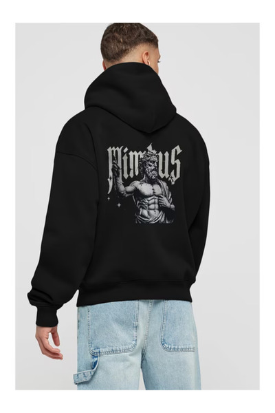 Generic Brand Unisex Oversize Black 3-Thread Hooded Sweatshirt – Premium Fabr...