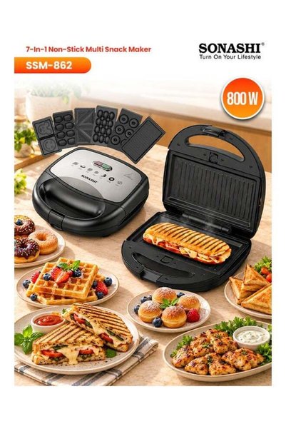 Generic Brand SONASHI 7-In-1 Non-Stick Multi Snack Maker with Detachable