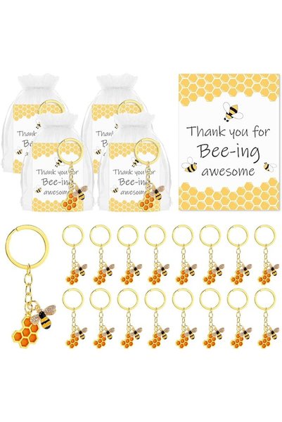 KASTWAVE 25 Sets Bee Employee Appreciation Gift Inspirational Bee Keychains T...