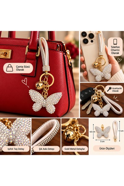 Trinkacollection ✨ Işıltılı Kelebek Charm – 3’ü 1 Arada! 🦋 Taşlı Kelebek Ana...