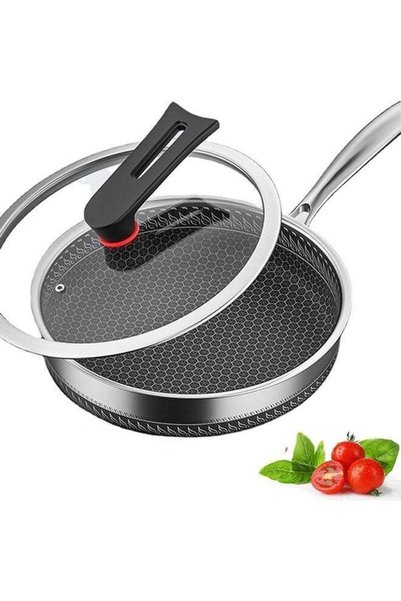 Generic Brand Arabest Stainless Steel Wok Pan, 32cm Nonstick Fry Pan with Hon...