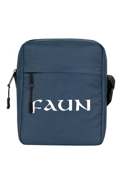 CrowsGate Geantă de umăr cu logo Faun Text, culoare bleumarin