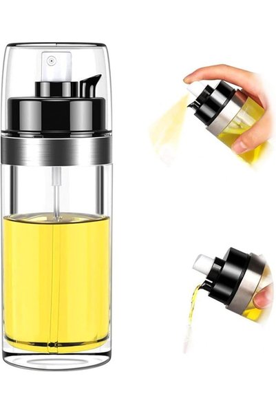 TERRIFI بخاخ زيت 2 في 1، زجاجة رش زيت الطهي سعة 150 مل مع فوهة صب، طقم شفاف