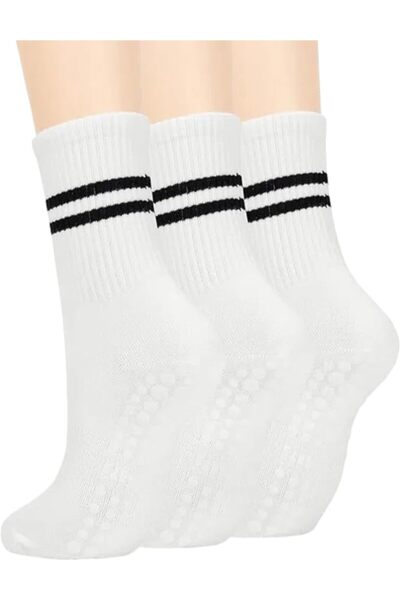 Generic 3 Pair Sticky Grip Pilates/Yoga Socks for Women Non-Slip Reformer, Ba...