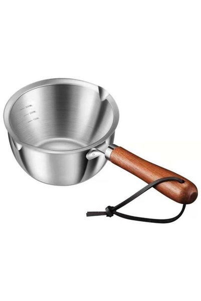 Generic Brand jaexest Stainless Steel Milk Pan with Wooden handle，300ML Butte...