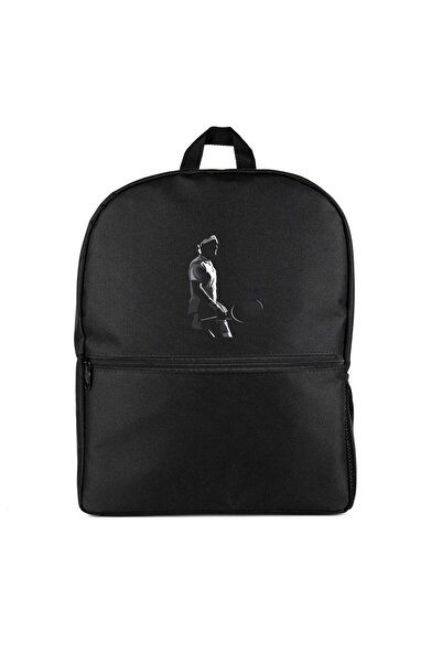 CrowsGate Rucsac cu siluetă Roger Federer, culoare neagră