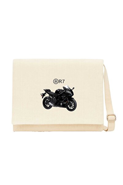 CrowsGate Yamaha R7 crna krem torba za poruke, krem platnena torba za poruke