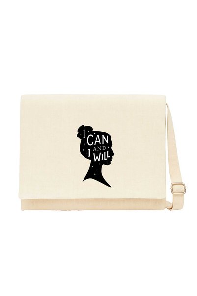 CrowsGate I Can and I Will Cream Canvas Messenger Bag