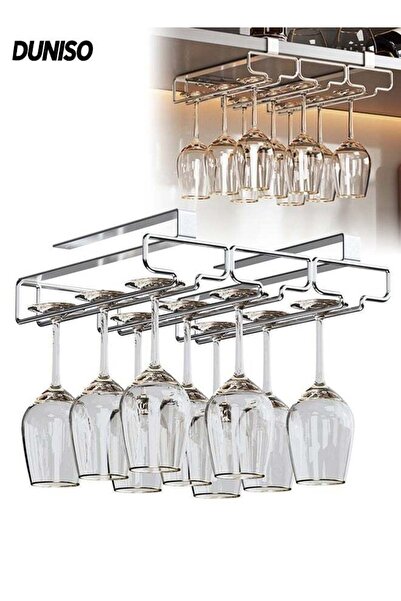 Generic Brand DUNISO Hanging Cup Rack Metal Wall Mounted Wine Cup Rack Stainl...
