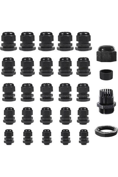 SYOSI IP68 Waterproof Cable Gland Set, 50Pcs M12 M16 M18 M20 M25 Nylon Wire C...