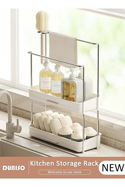 Generic Brand DUNISO 2 Tier Kitchen Storage Rack,Multi-functional rag drain r...