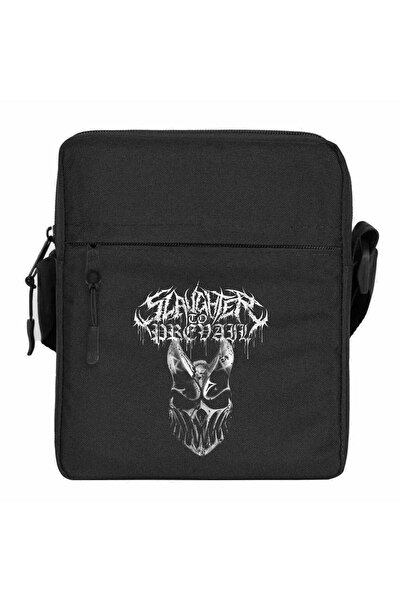 CrowsGate Slaughter to Prevail Silvermask Text Shoulder Bag Black Color