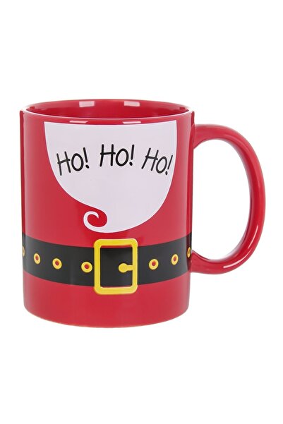OEM Cană de Crăciun din Ceramică Roșie 320 ml, Model Curea Moș Crăciun, pentr...