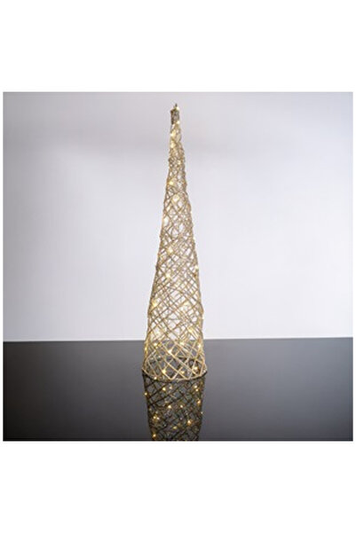 OEM Decorative Christmas Cone with Champagne Beige Glitter & 40 LED Bulbs Ø21...