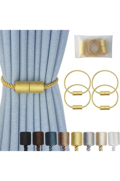 GENERAL Magnetic Curtain Tiebacks 4 Pack Grey Curtain Rope Tieback Curtain Ho...