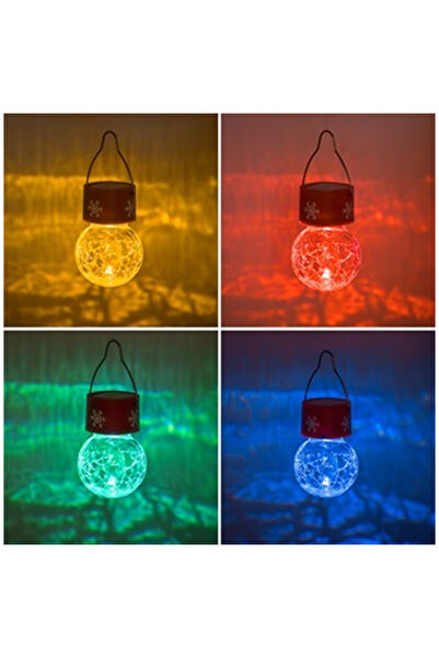 OEM Solar Christmas Lantern Transparent Hanging Globe with Red Snowflakes RGB...