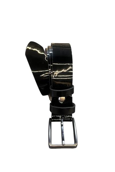 LOFER Men's Patent Leather Casual Belt – Black