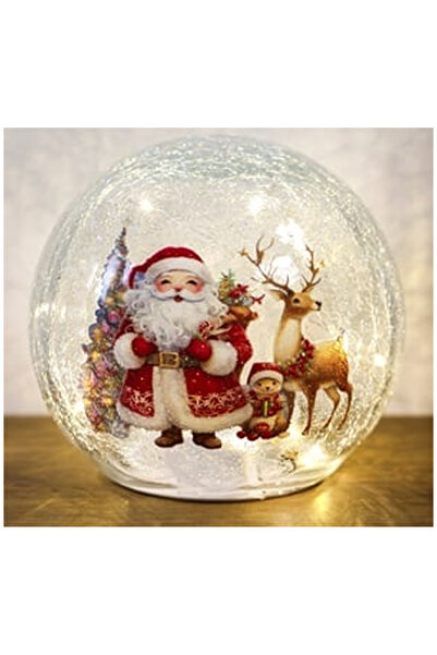 OEM Decorative Christmas Globe Made of Transparent Glass with LED 13cm