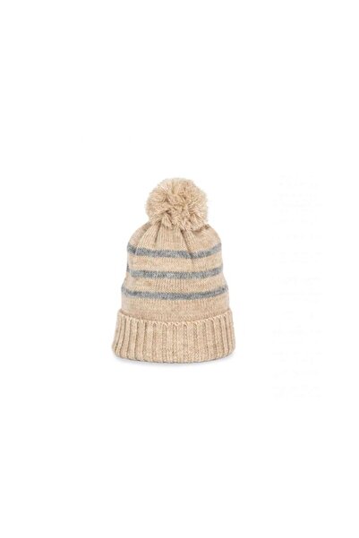 OEM Unisex knitted hat with fringe and contrasting stripes - KP556
