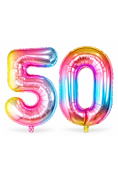 genaja Set 2 Baloane Cifra 50 din Folie, Multicolore, 40 cm, Decor Aniversar ...