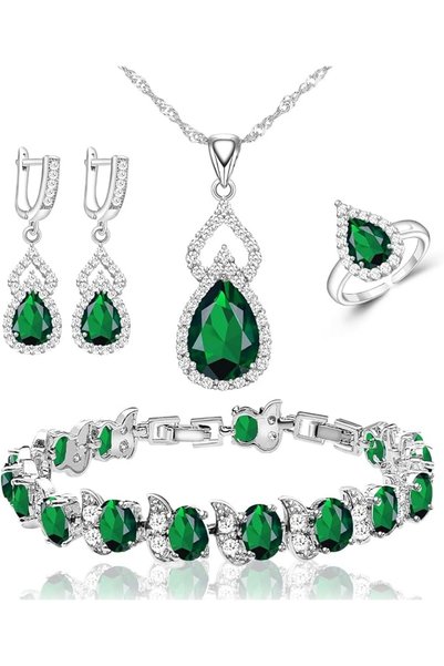 GENERAL LMXXVJ Women Jewelry Set Platinum Plated Necklace Open Ring Earrings ...