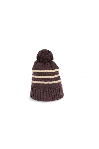 OEM Unisex knitted hat with fringe and contrasting stripes - KP556
