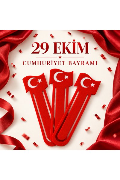 Srctech Türk Bayrağı Figürlü Kitap Ayracı 3’lü Set – 29 Ekim Cumhuriyet Bayra...