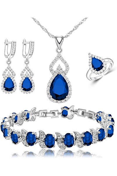 GENERAL LMXXVJ Women Jewelry Set Platinum Plated Necklace Open Ring Earrings ...