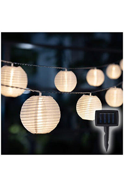 OEM Solar Garland with Textile Lanterns & Warm White Light 3.8cm - 10pcs