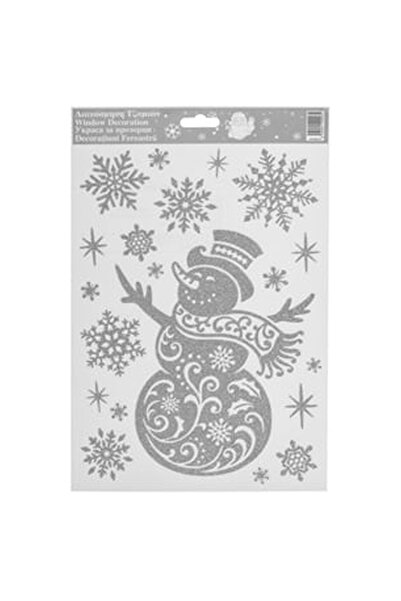 OEM Autocolante Decorative de Craciun Om de Zapada Fulgi Glitter Argintiu 20x...
