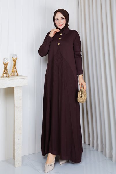 Pamuk Butik Women's Skirt with Ruffles and Net Pattern, Mercerized Knitwear Dress