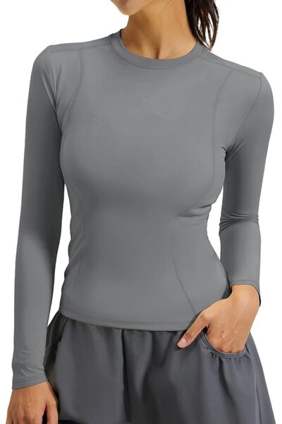 GENERAL SEAUR Long Sleeve Workout Tops for Women Slim Fit Round Neck Breathab...