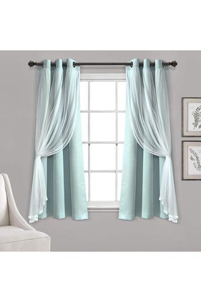 Lush Decor Sheer Grommet Curtains With Insulated Blackout Lining, Window Curt...